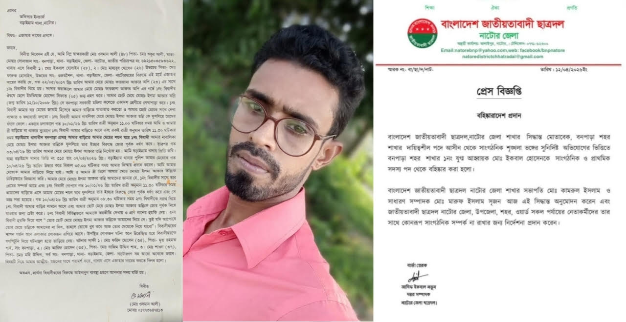 নাটোরে নাবালিকা শ্যালিকা ধর্ষণে অন্তঃসত্ত্বা; অভিযুক্ত ছাত্রদল নেতা বহিষ্কার
